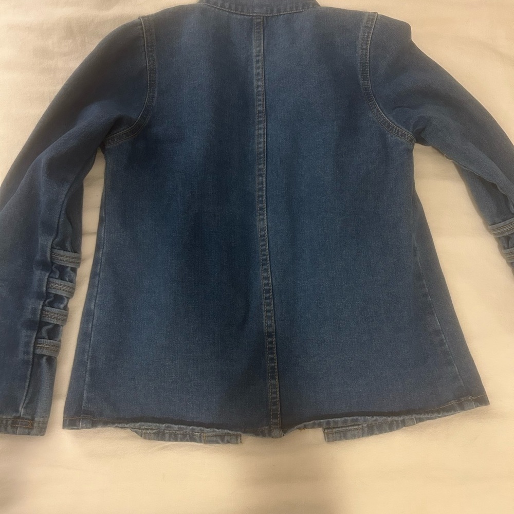 Military Style Denim Jacket with Silver Buttons - Picture 2 of 6